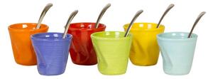 Set 6 Tazzine da caffè Accartocciati in Gres + Cucchiaini Kaleidos Multicolor