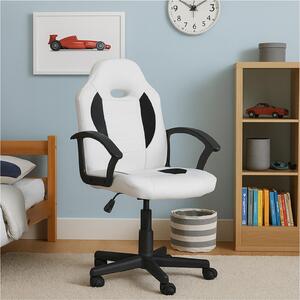 Sedia da scrivania Junior regolabile in altezza, sedia girevole ergonomica bianco-nero