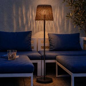Lampada da terra a LED con pannello solare in stile rattan - Lampada da giardino - 3 regolazioni di altezza - H: 125 cm - Sensore di luce