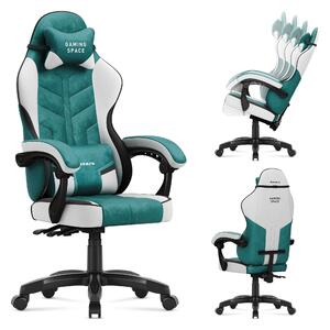 Sedia da gaming Huzaro Force 2.7 in velluto verde, ergonomica, con funzione reclinabile, fino a 140 kg