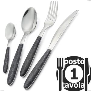 Confezione 1 posto tavola vero wenge, acciaio 18.0 nickel free, manicatura pbt sublimato acciaio lucido- posate