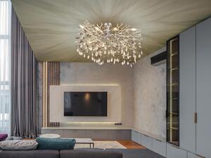 Grande plafoniera LED fantasia argento con cristallo lampada da soggiorno L: 85cm