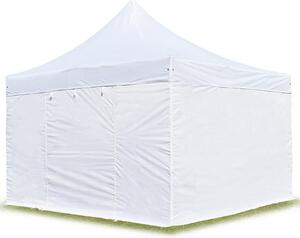 TOOLPORT 4x4m gazebo pieghevole PVC con laterali, PROFESSIONAL alluminio, bianco