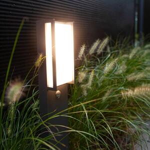 LUTEC Lampione LED Qubo antracite, sensore movimento
