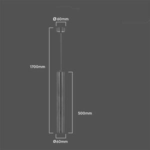 V-TAC VT-976 Lampadario led portafaretto pendente a sospensione GU10 in alluminio nero D:60*500MM - sku 6687