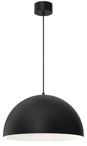 Lampada a sospensione paralume semicircolare nero con interno bianco Singolo 1xE27 15W Luminex