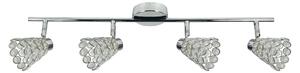 Lampada da soffitto con paralumi in cristallo, finitura cromata lucida-argento, 4xG9x40W, metallo, dimensioni: 17x74x8 cm, IP20, Candellux