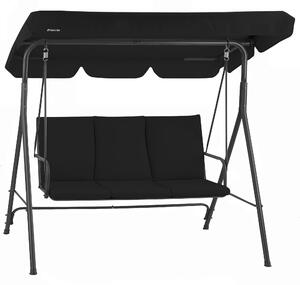 HinHocker, amaca hollywoodiana per 3 persone con tenda parasole, colore nero, capacità di carico fino a 250 kg, ideale per l'uso in giardino