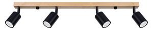 Lampada a soffitto VERDO 4 nero 4xGU10 10W acciaio/legno 17.5x65x96cm Sollux Lighting