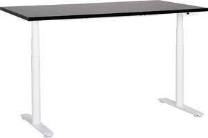 BELIANI Scrivania regolabile in altezza piano nero struttura in acciaio bianco 160 x 72 cm regolazione elettrica in altezza ufficio moderno