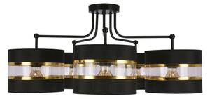Lampada da soffitto con paralumi in tessuto nero con elementi dorati 5xE27 40W Andy Candellux