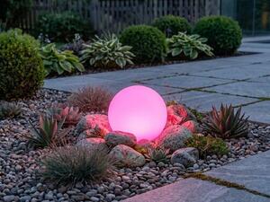 Lampada da giardino a sfera con picchetto e cavo da 3 m - con RGBW e telecomando, Ø 38 cm
