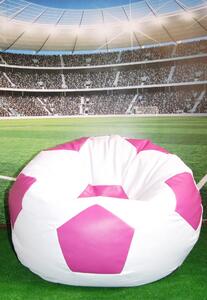 Poltrona a Sacco Pouf Ø100 cm in Similpelle Baselli Pallone da Calcio Bianco e Rosa