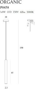 Lampada a sospensione LED ORGANIC in rame spazzolato 1W, bianco caldo, 360 lm, metallo, dimensioni: 190 x 2,5 x 2,5 cm, IP20, Maxlight