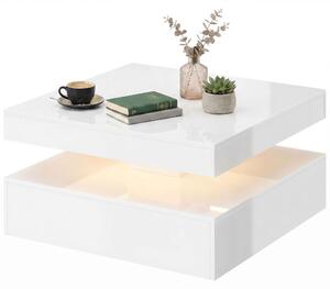 Tavolino da caffè HOMCOM, tavolo da soggiorno, bianco lucido con illuminazione LED RGB
