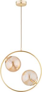 Lampada a sospensione moderna con anello dorato e due sfere dorate ADINO 2xE14 10W ALF62439 Alfa