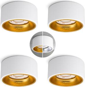 SSC-LUXon Set di 4 faretti da superficie OLINO, bianco opaco con ottiche intercambiabili in oro e argento - 4x faretti, plafoniera GX53