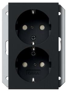Presa Gira 2f SCHUKO SP per scatola da incasso 1f Sistema 55, nera, codice 2731005