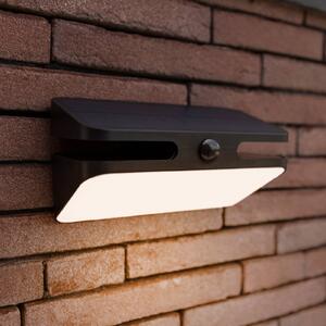 LUTEC Applique da esterno LED e solare AERO, nera, 21 cm, con sensore, IP54 AERO, Nero, Alluminio, Moderno, Applique da esterni