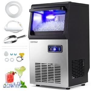Costway Macchina ghiaccio per ghiaccio morbido montaggio flessibile con autopulizia schermo, Ice maker commerciale per casa bar e caffetterie