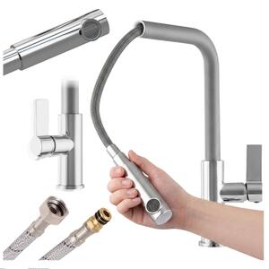 Granitan | LINEA - Miscelatore da cucina - Bocca estraibile - Grigio - Carica Vetroceramica