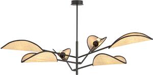 Lampadario Emibig 6xE14 40W VENE 6 NERO/RATTAN 1160/6