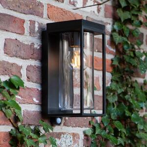 LUTEC Applique da esterno a energia solare FLAIR, nera, 29 cm, con sensore, IP44 FLAIR, Nero, Alluminio, Moderno, Applique da esterni
