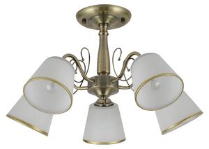 Illuminazione rustica a sospensione a cinque bracci LOSANNA - 5xE14, 40W, patina / bianco