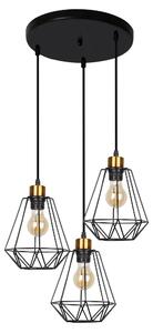 Candellux Lampadario a sospensione nero e oro Primo per 3x lampadine E27 con base rotonda 33-06172