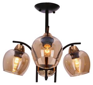 Lampada a sospensione a tre bracci MERRA - 3xE27, 40W, nero / ambra