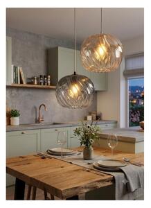 TIDE SOSPENSIONE SINGOLA D25 CM CON DIFFUSORE DI VETRO RIGATO AMBRA E FUME LAMPADINA ATTACCO E27 MODERNA