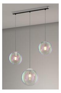 IRIS SOSPENSIONE LINEARE 3 LUCI NERA CON SFERE IN VETRO IRIDESCENTE LAMPADINE ATTACCO E27 MODERNO