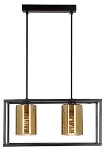 Lampada a sospensione con paralumi in vetro dorato Luri, nero e oro, 2xE27x40W, metallo, dimensioni: 90x42x20 cm, IP20, Candellux