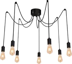 Lampada a sospensione a soppalco regolabile nera Spindel 7xE27 15W Luminex