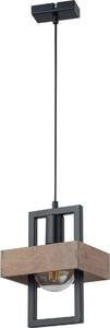 Lampada a sospensione industriale decorativa Boho nera con legno Robin 1xE27 15W Sigma Lighting