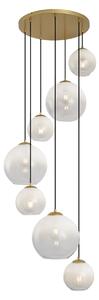 Lampada a sospensione Hotel Chic ottone con vetro bianco rotondo 7 luci - Misty