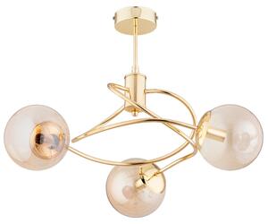 Lampada a sospensione TOSCA oro-ambra 3xE14x10W in metallo, dimensioni: 42x57x57 cm, IP20, Alfa