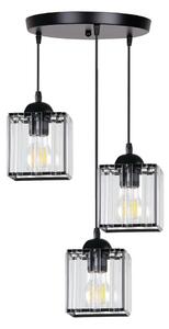 Illuminazione a sospensione GLASSIA - 3xE27, 40W, nero / trasparente