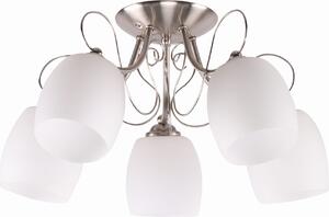 Lampada da soffitto AMBA bianco-argento 5xE27x40W in vetro, dimensioni: 28x56x56 cm, IP20, Candellux