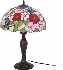 Lampada da tavolo con vetro colorato BUTTERFLY marrone-verde, 1xE27x20W, vetro colorato, dimensioni: 60x40x40 cm, IP20, Kaja