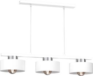 Lampada a sospensione a striscia bianca 3 paralumi con elementi cromati Marti 3xE27 15W Luminex