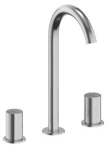 Miscelatore monocomando da lavabo in acciaio inossidabile ALLUVION Minerva, con tre fori e alto beccuccio, modello 240