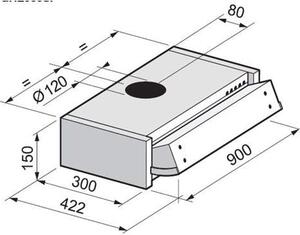 Glem Gas Cappa Cucina Filtrante da Incasso Sottopensile Larghezza 90 cm colore Acciaio Inox - GHE901SI