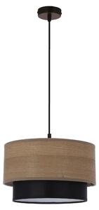 Lampadario rotondo a sospensione RUBEN - 1xE27, 60W, noce / nero