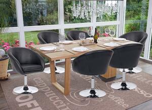Set di 6 sedie per sala da pranzo HWC-F19, sedia da cucina girevole sedia da salotto, girevole regolabile in altezza ~ Pelle finta nera