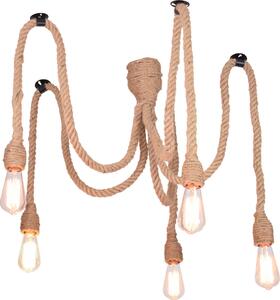 Lampada a sospensione ROPE beige 5xE27x12W con cavo / sisal, dimensioni: 100x120x120 cm, IP20, Polux