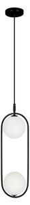 Lampada a sospensione doppia nera 2 sfere bianche in vetro per soggiorno camera da letto decorativa 2xG9 Candellux