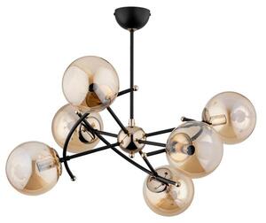 Lampada a sospensione KOSMITO nero-oro-ambra 6xE14x40W in vetro, dimensioni: 59x61x61 cm, IP20, Alfa