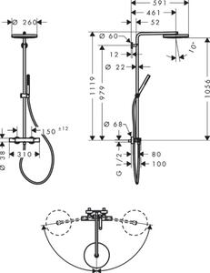 Hansgrohe 24222140 Tubo doccia Pulsify S Puro 260 1jet
