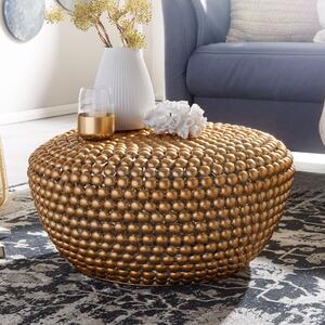 Tavolino in alluminio oro 60x60x30 cm tavolo soggiorno metallo rotondo | Wohnling